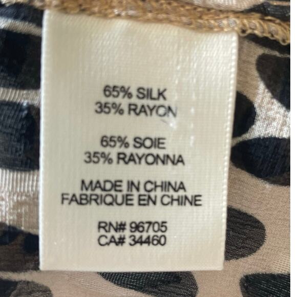 Rebecca Taylor Blouse Sz S Silk Blend Animal Print Semi-Sheer Half Sleeves - Picture 4 of 12